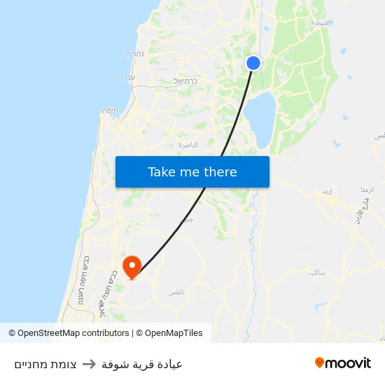 צומת מחניים to عيادة قرية شوفة map