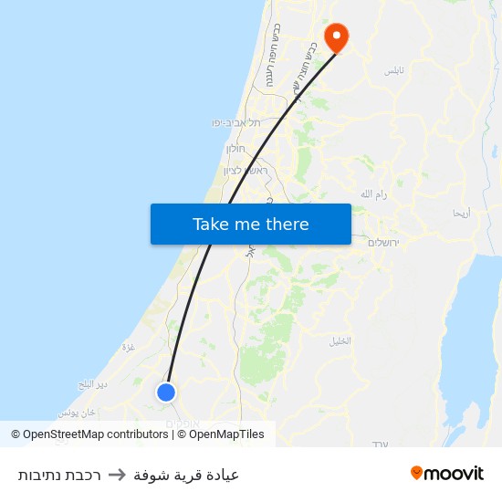 רכבת נתיבות to عيادة قرية شوفة map