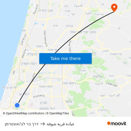 דרך בר לב/אונטרמן to عيادة قرية شوفة map