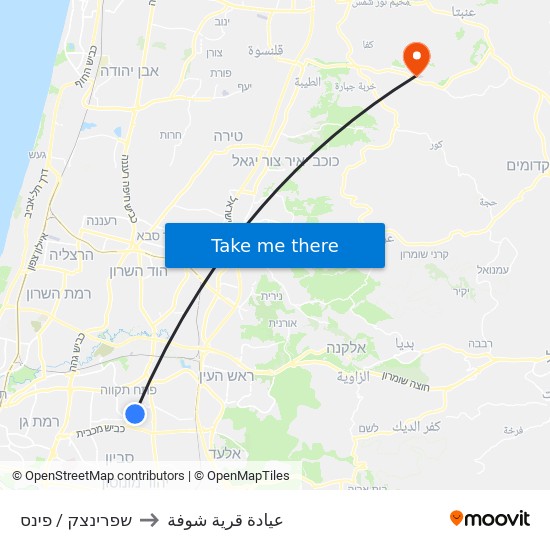 שפרינצק / פינס to عيادة قرية شوفة map