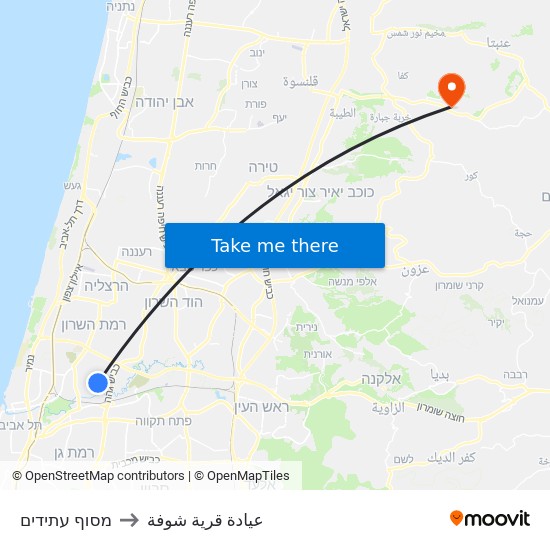 מסוף עתידים to عيادة قرية شوفة map