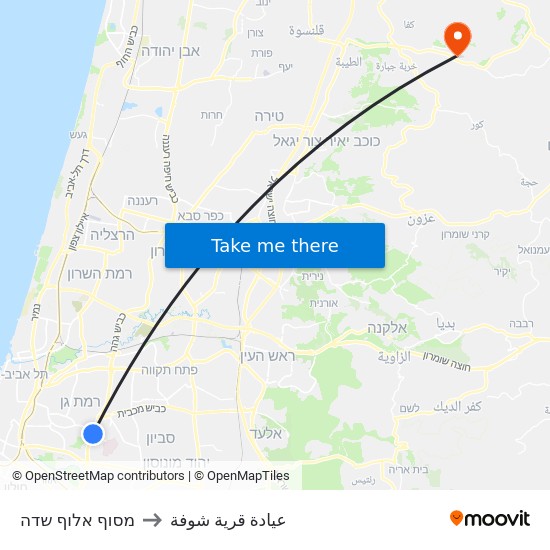 מסוף אלוף שדה to عيادة قرية شوفة map