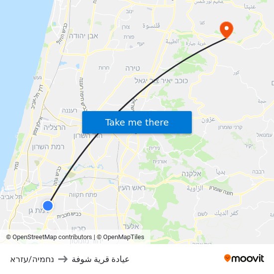 נחמיה/עזרא to عيادة قرية شوفة map