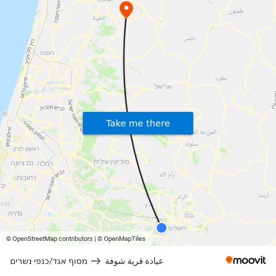 מסוף הר נוף/כנפי נשרים to عيادة قرية شوفة map