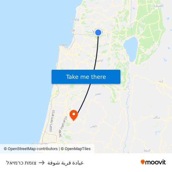 צומת כרמיאל to عيادة قرية شوفة map