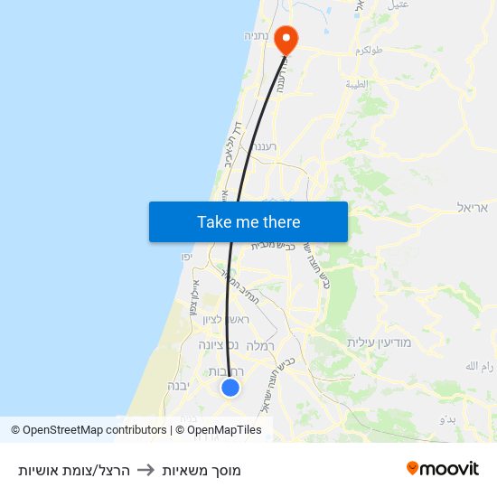 הרצל/צומת אושיות to מוסך משאיות map