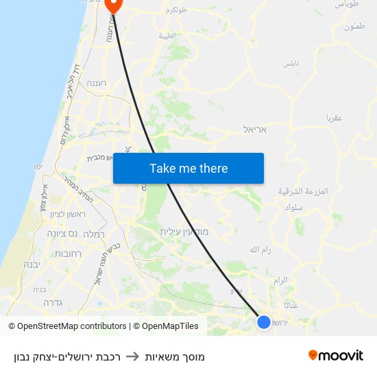 רכבת ירושלים-יצחק נבון to מוסך משאיות map