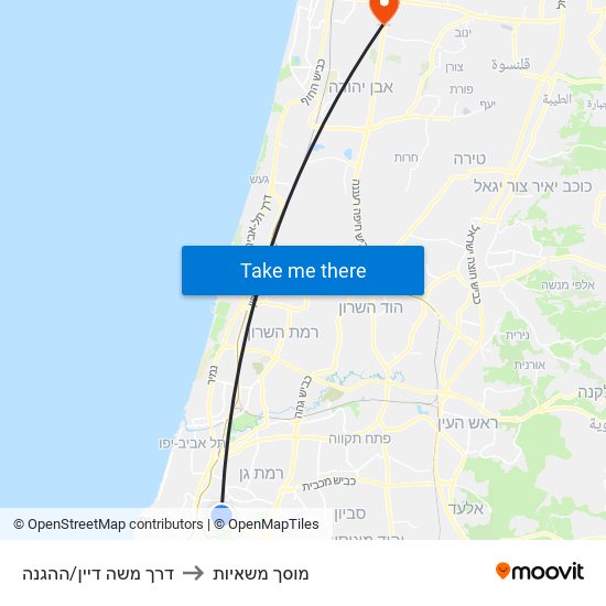 דרך משה דיין/ההגנה to מוסך משאיות map