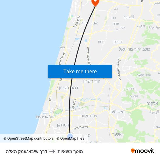 דרך שיבא/עמק האלה to מוסך משאיות map