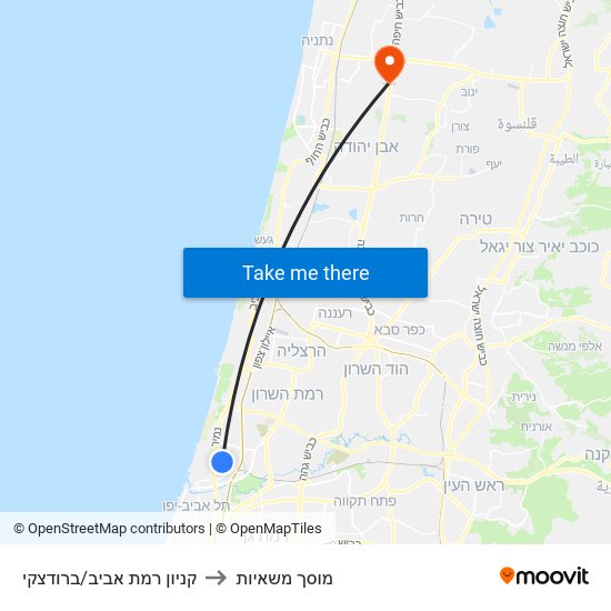 קניון רמת אביב/ברודצקי to מוסך משאיות map