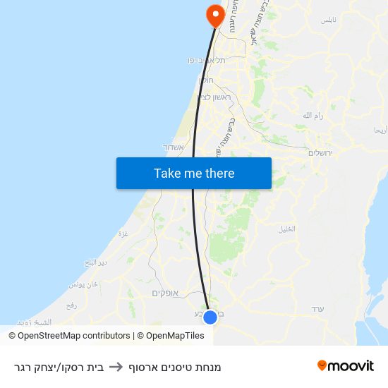 בית רסקו/יצחק רגר to מנחת טיסנים ארסוף map