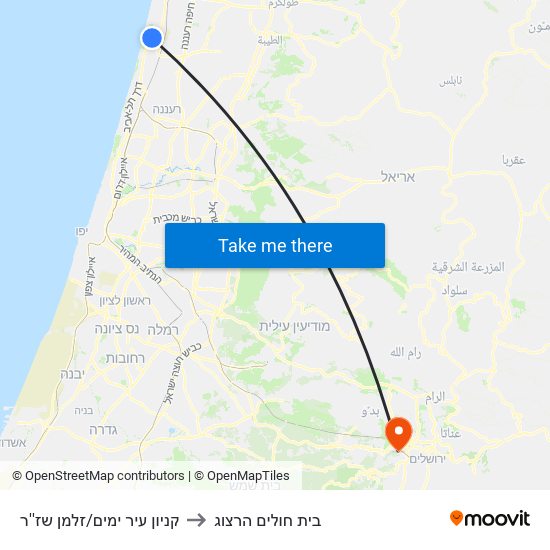 קניון עיר ימים/זלמן שז''ר to בית חולים הרצוג map