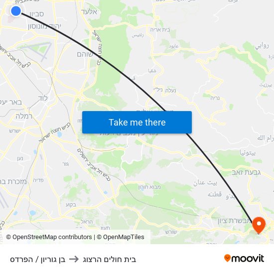 בן גוריון / הפרדס to בית חולים הרצוג map