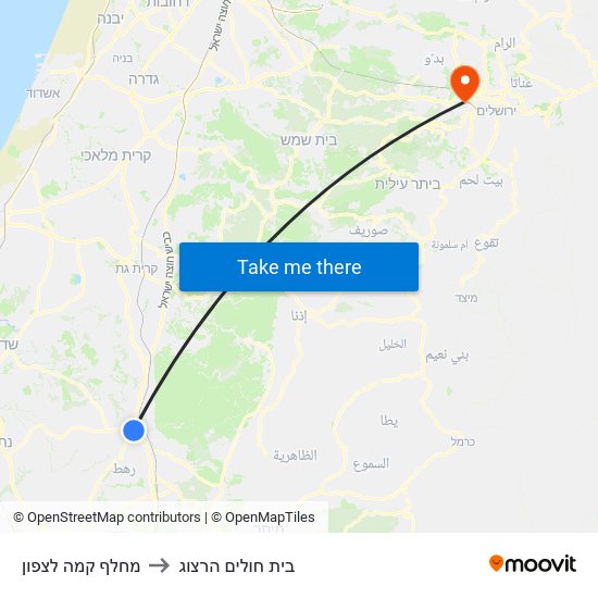 מחלף קמה לצפון to בית חולים הרצוג map