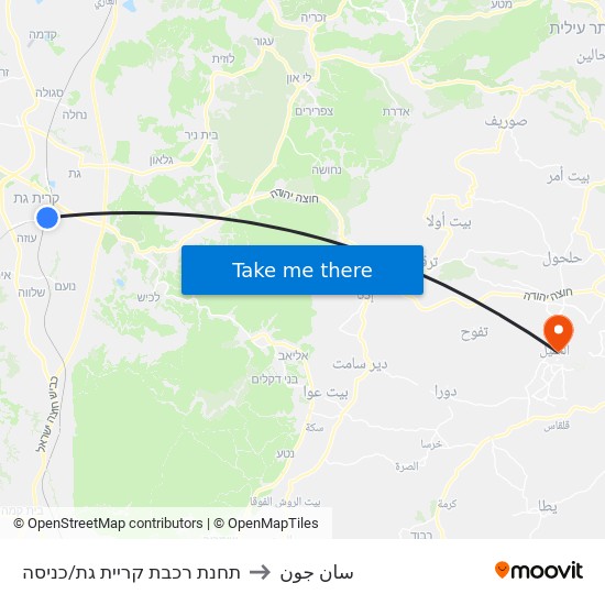 תחנת רכבת קריית גת/כניסה to سان جون map