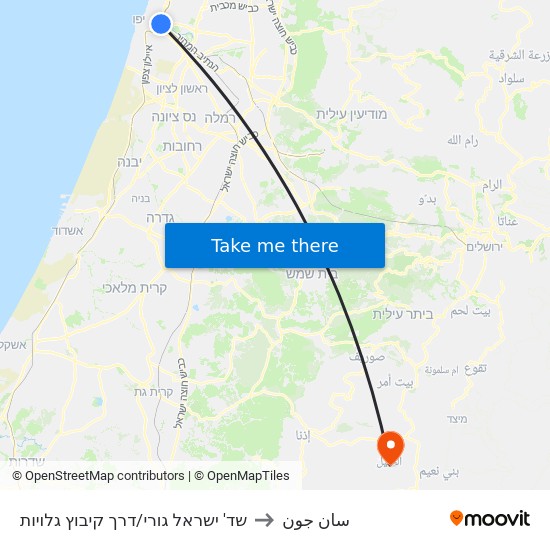 שד' ישראל גורי/דרך קיבוץ גלויות to سان جون map