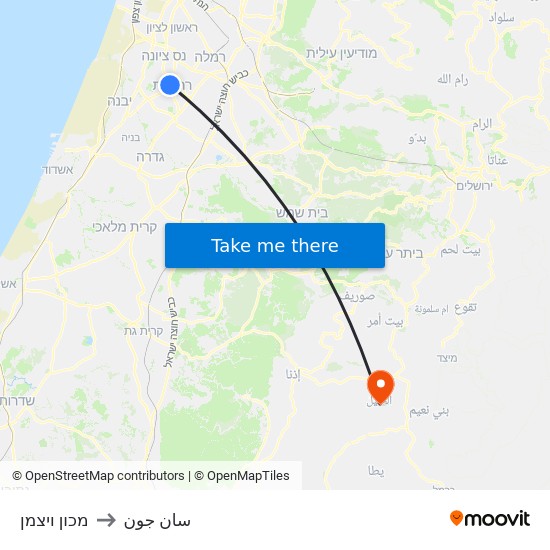 מכון ויצמן to سان جون map