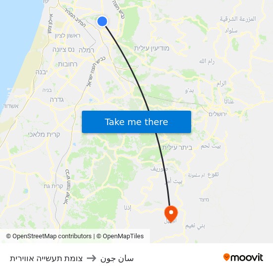 צומת תעשייה אווירית to سان جون map