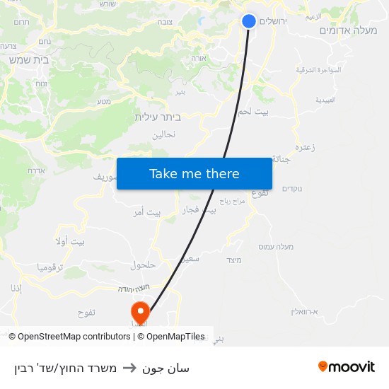 משרד החוץ/שד' רבין to سان جون map