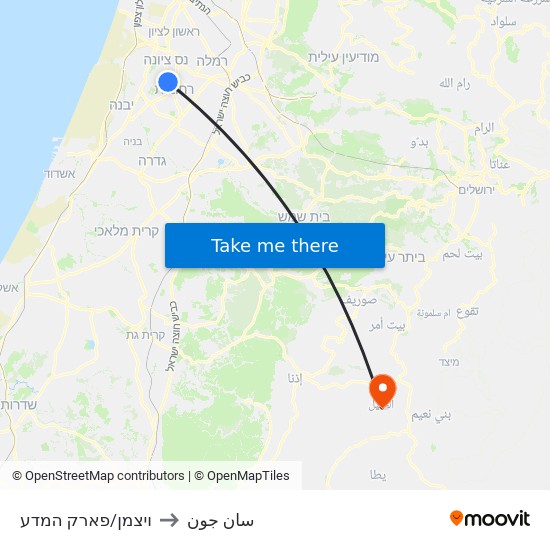 פארק המדע/ויצמן to سان جون map