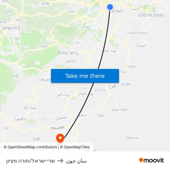 שמגר/תורה מציון to سان جون map