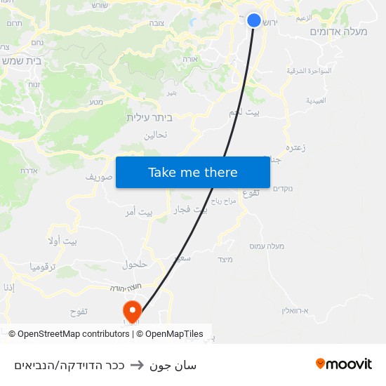 ככר הדוידקה/הנביאים to سان جون map