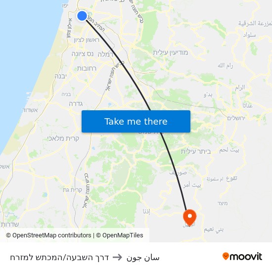 דרך השבעה/המכתש למזרח to سان جون map