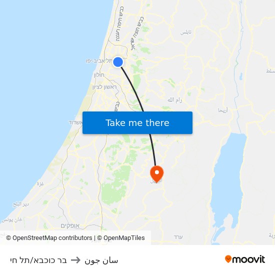 ת.רק''ל תחנה מרכזית פ''ת/בר כוכבא to سان جون map