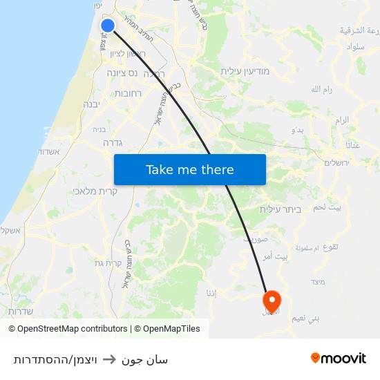 ויצמן/ההסתדרות to سان جون map