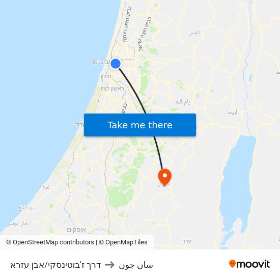 דרך ז'בוטינסקי/אבן עזרא to سان جون map