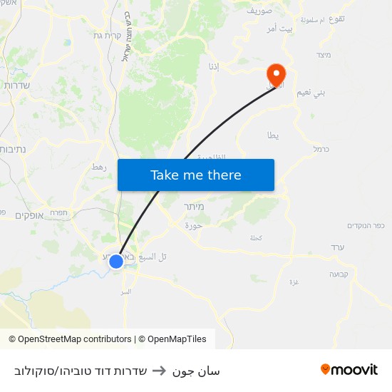 שדרות דוד טוביהו/סוקולוב to سان جون map