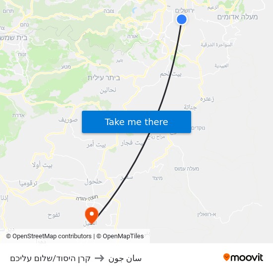 קרן היסוד/שלום עליכם to سان جون map