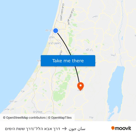 דרך אבא הלל /דרך ששת הימים to سان جون map