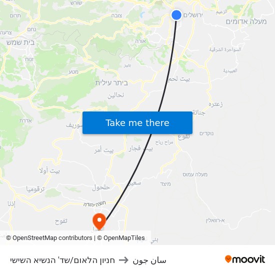 חניון הלאום/שד' הנשיא השישי to سان جون map