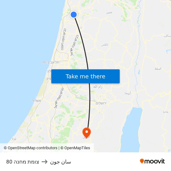 מחלף חנה/מחנה 80 to سان جون map