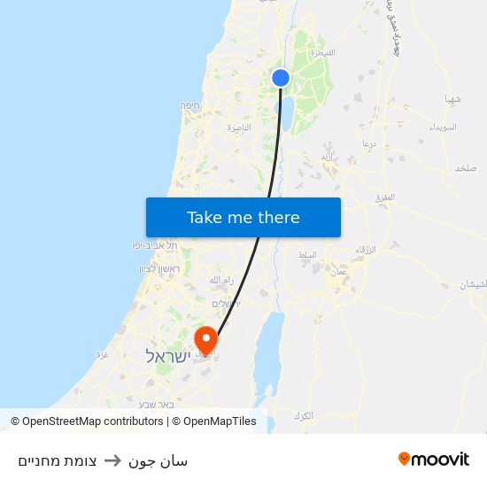 צומת מחניים to سان جون map