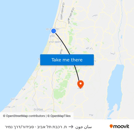 ת. רכבת תל אביב - סבידור/דרך נמיר to سان جون map