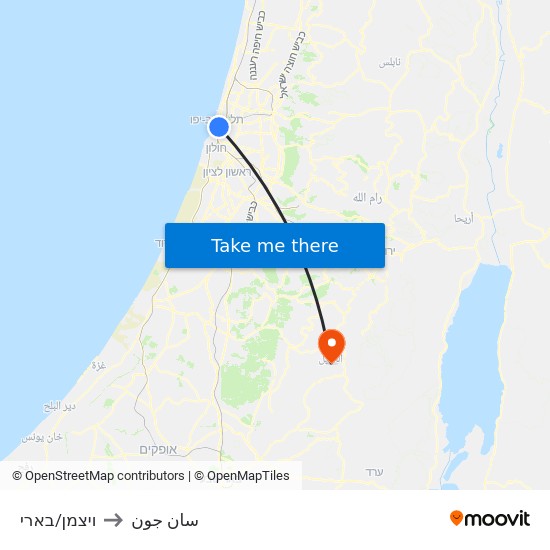 ויצמן/בארי to سان جون map