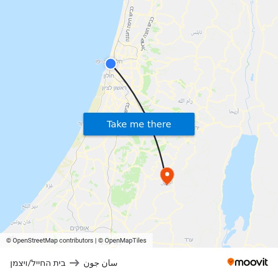 בית החייל/ויצמן to سان جون map