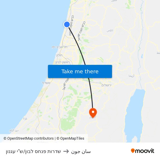 שדרות פנחס לבון/ש''י עגנון to سان جون map