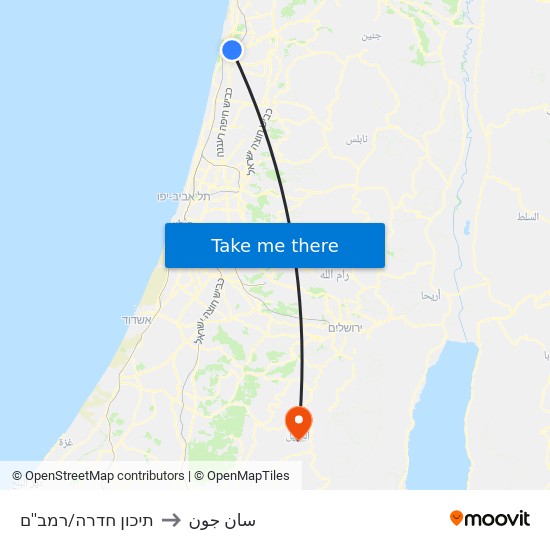 תיכון חדרה/רמב''ם to سان جون map