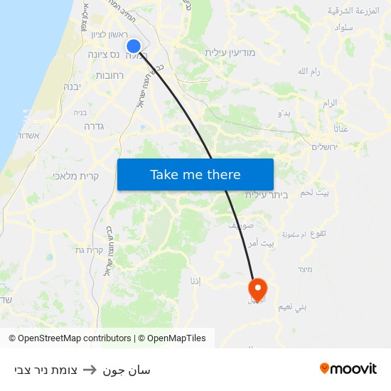 צומת ניר צבי to سان جون map