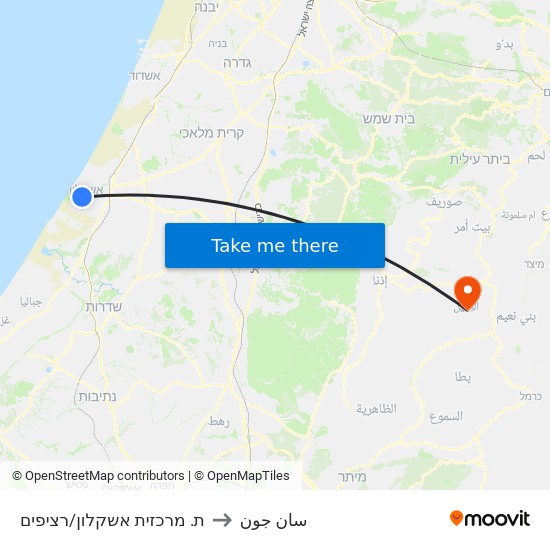 ת. מרכזית אשקלון רציפים/בינעירוני to سان جون map