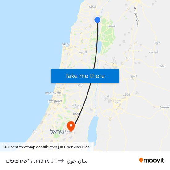 ת. מרכזית ק''ש/רציפים to سان جون map