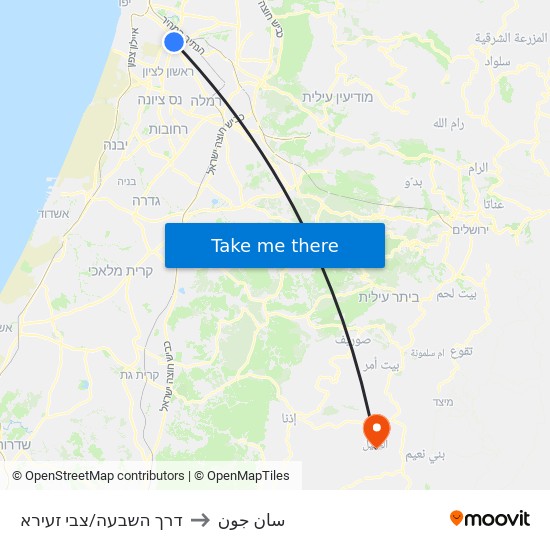 דרך השבעה/צבי זעירא to سان جون map