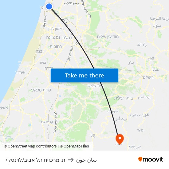 ת. מרכזית תל אביב/לוינסקי to سان جون map