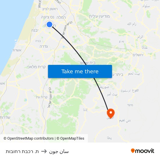 ת. רכבת רחובות to سان جون map