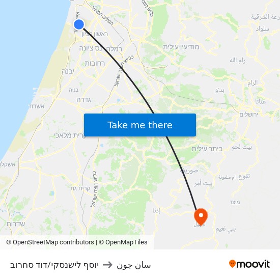 יוסף לישנסקי/דוד סחרוב to سان جون map