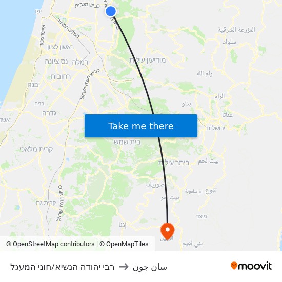 רבי יהודה הנשיא/חוני המעגל to سان جون map