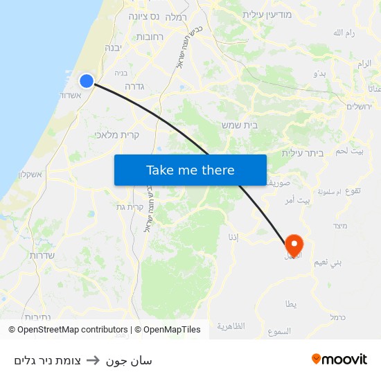 צומת ניר גלים to سان جون map